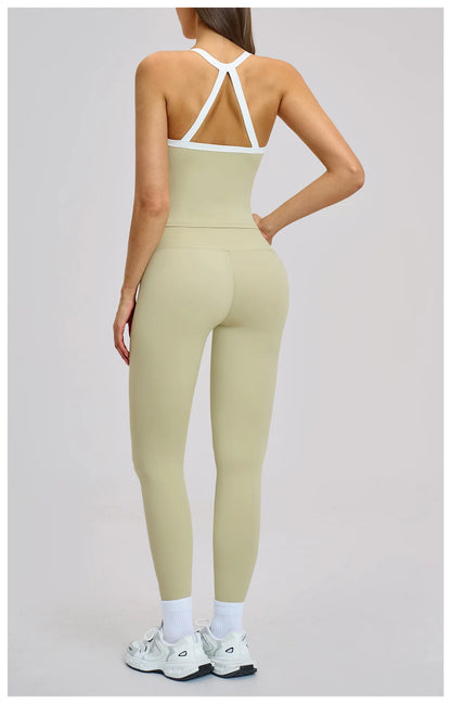 Yoga Set for Women Tight-fitting Gym Outfit Sportswear Yoga Vest Running Shorts Fitness Clothes