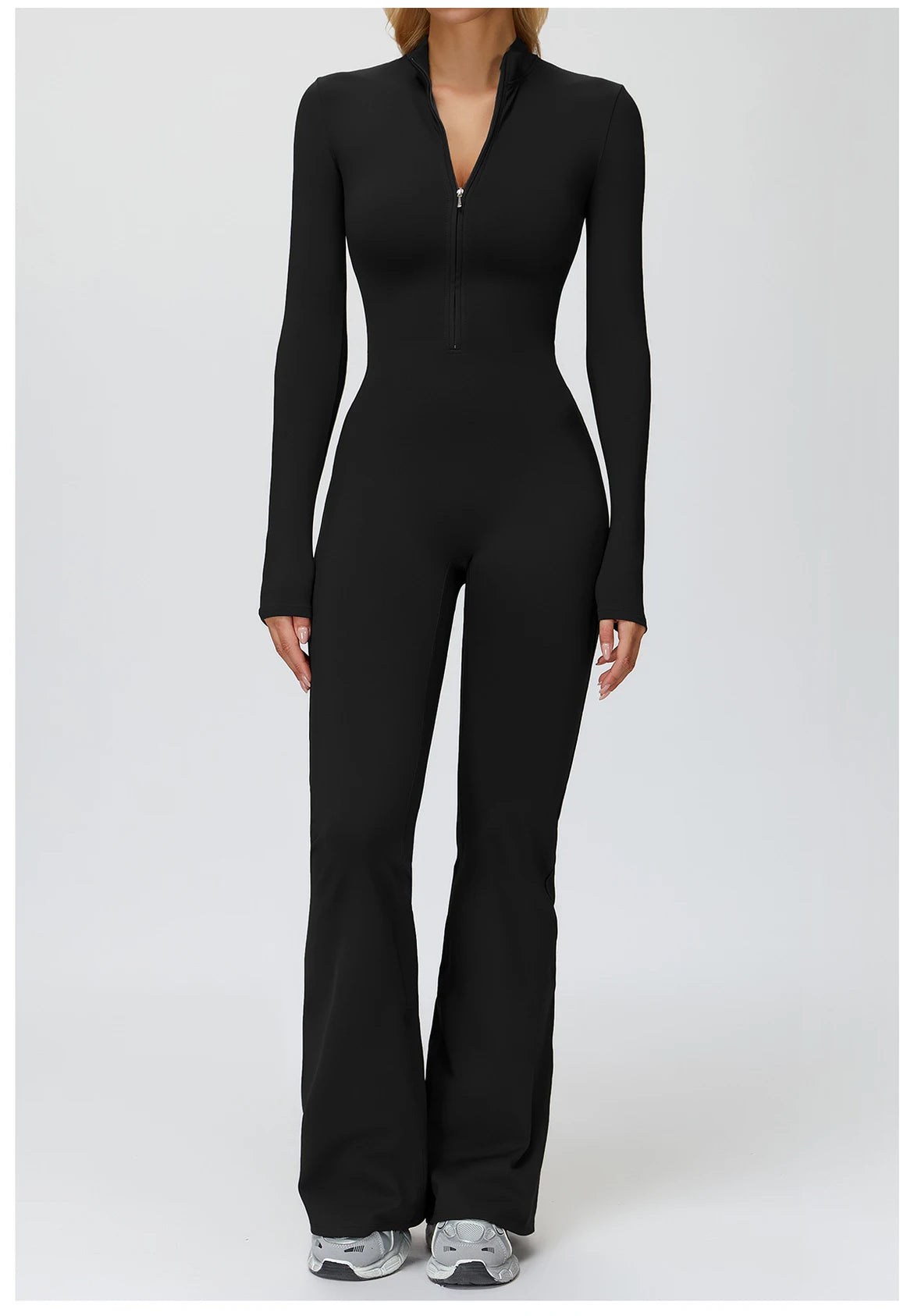 Yoga Suit Gym Set Tracksuit Zipper Long Sleeved Sports Jumpsuit Push Up Workout Clothes
