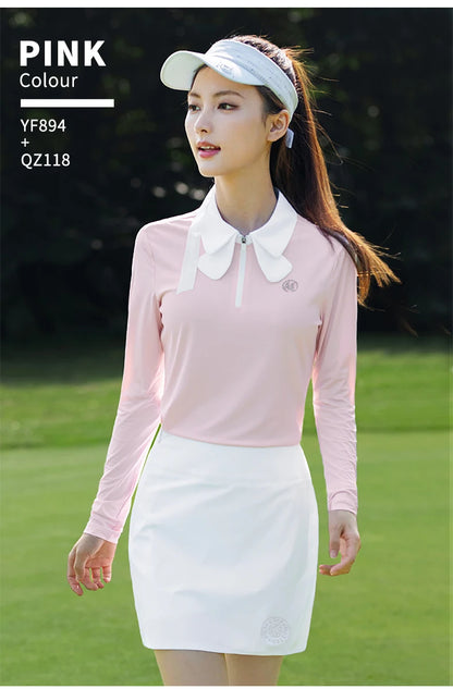PGM Golf Women Long Sleeve T-shirt Breathable POLO Shirts Top Sportswear