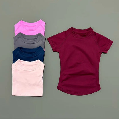 Short Sleeve T Shirt Summer Short Sleeve Round Neck Breathable Stretchy Gym