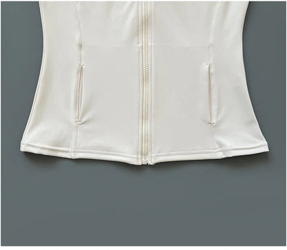 Quick Dry Stand Up Collar Fitness Jacket  Slim-Fit Zipper Yoga Wear Long Sleeve Breathable Sports Cycling Top