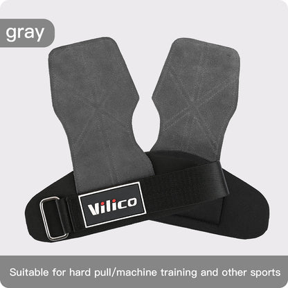 2 Piece Leather Weight Lifting Training Gloves Palm Protection Fitness Grips