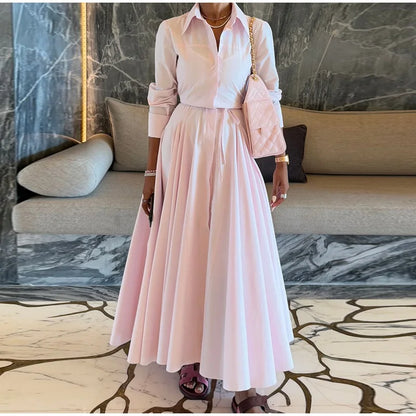 Casual Striped Women Summer Dress Lapel Single Breast Half Sleeve Slim Waist Long Dresses 2026 Autumn Lady Fashion Vacation Robe