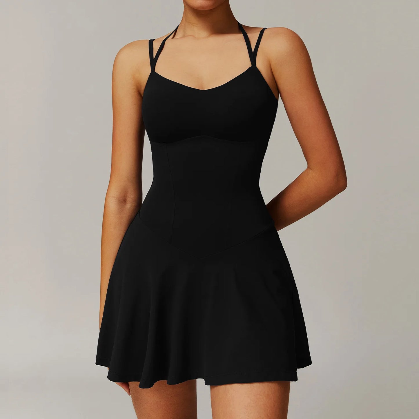 Tennis Dress with Shorts Underneath Pockets Strap Dress Sporting Tennis Outfit  Sport Dresses
