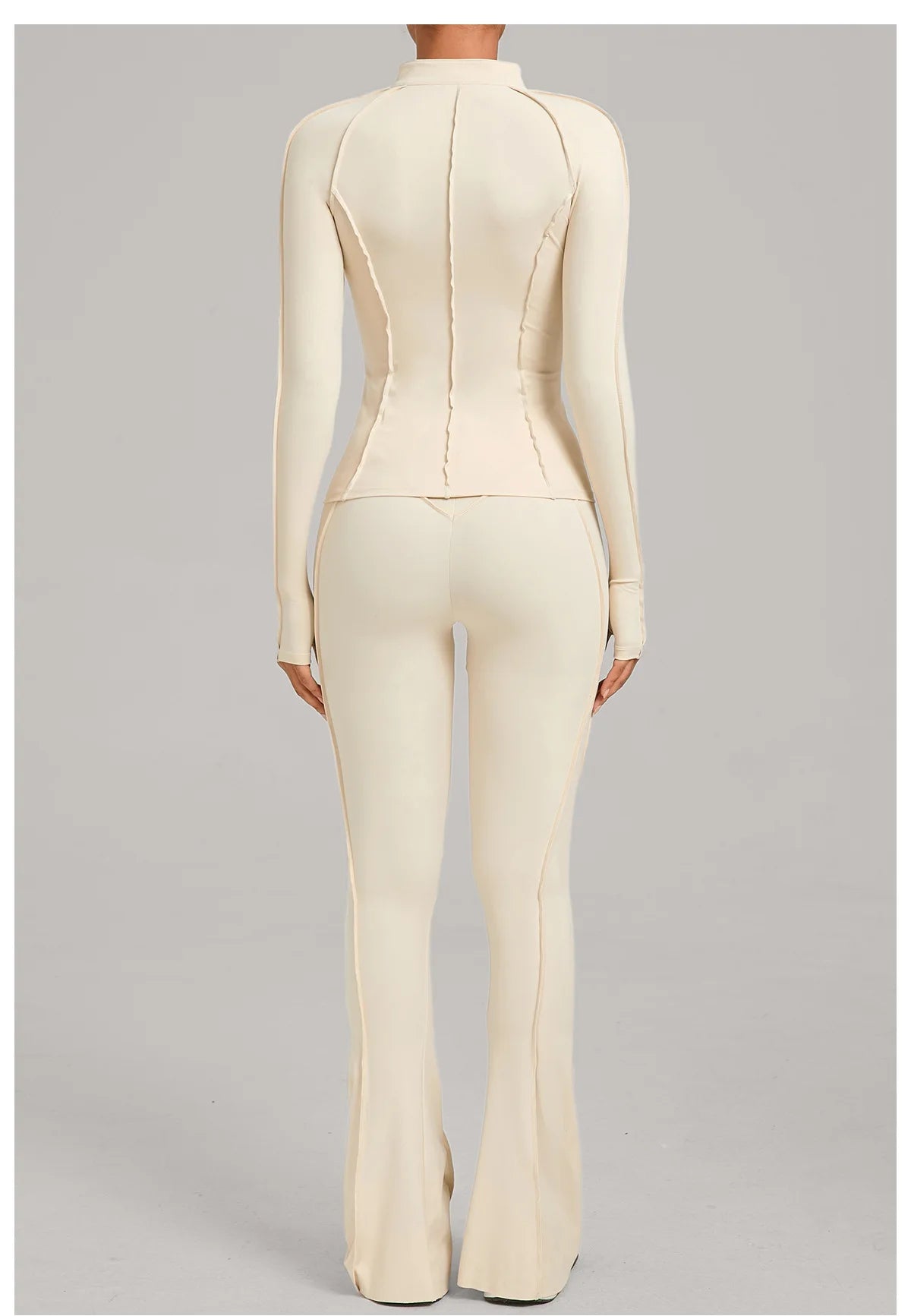 Gym Yoga Outfit Zipper Long Sleeve Fitness Suit Daily Casual Fitness Sportswear Two-Piece Sets