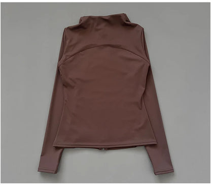 Quick Dry Stand Up Collar Fitness Jacket  Slim-Fit Zipper Yoga Wear Long Sleeve Breathable Sports Cycling Top