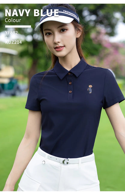 PGM Women's Golf Short Sleeved T-shirt  Breathable Polo Top Sportswear