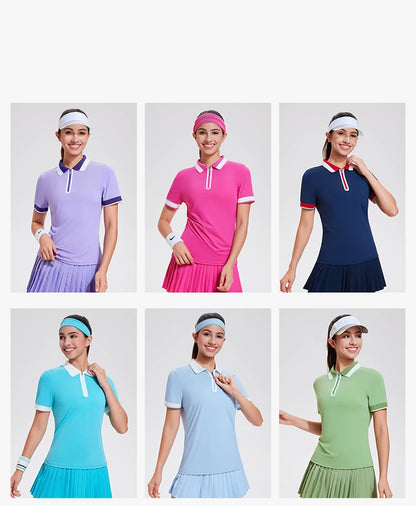 Women Short Sleeve Golf Wear Fashion Lady Top Sports Tennis T Shirts