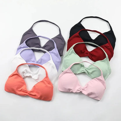 Strappy Bra Gym Top Women High Support Thin Strap Push up Bra