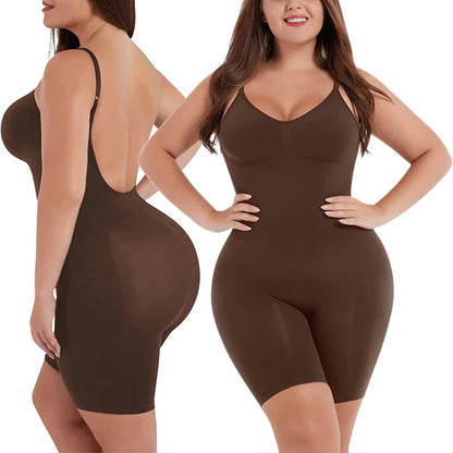 Women Seamless Low Back Bodysuit Shapewear Waist Trainer Body Shaper Open Crotch Slimming Underwear