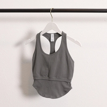New Workout Backless Sport Tops Sleeveless Shirts Padded Sports Yoga Vest T-Shirt