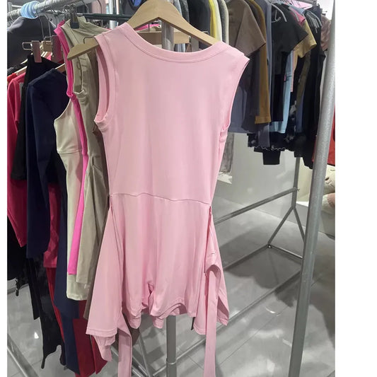 Tennis Dress for Women with Built in Shorts Athletic Dresses Sleeveless Boat Neck Active Workout Skort Dress