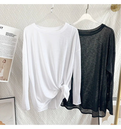 Women's Fitness Sports T-shirt Loose Long Sleeve Breathable Comfort Side-Opening