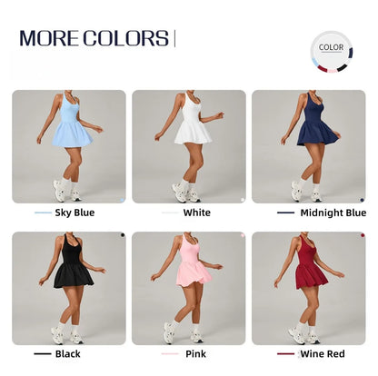 Women's One-piece Tennis Dress Sports  Anti-light Backless Golf Badminton Casual Workout Fitness Dress
