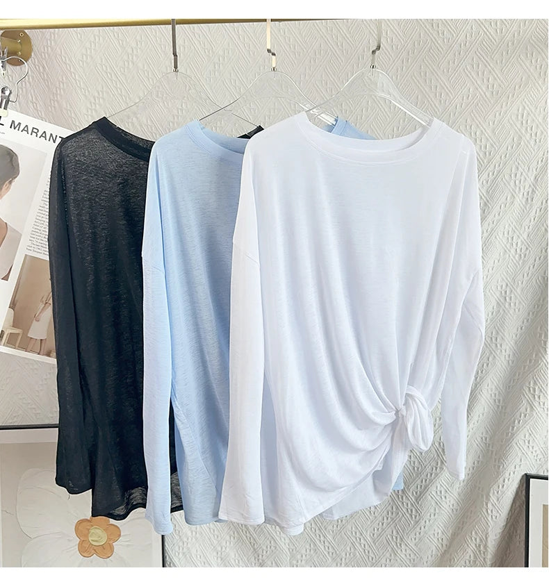 Women's Fitness Sports T-shirt Loose Long Sleeve Breathable Comfort Side-Opening