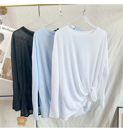 Women's Fitness Sports T-shirt Loose Long Sleeve Breathable Comfort Side-Opening