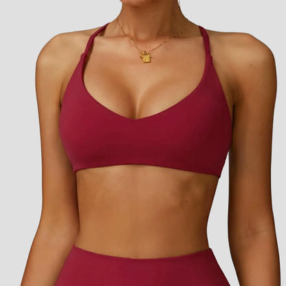 Sports Bra High Impact Support Women Gym Underwear Push-up Back Cross Yoga Crop Top Running Workout Fitness Pilates Solid Color