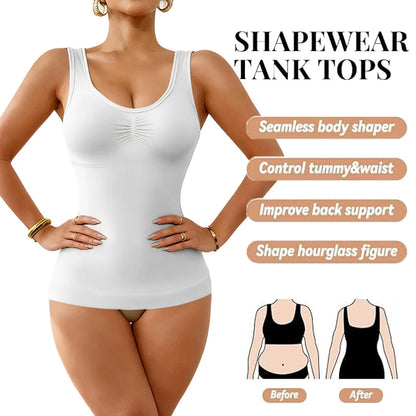 1pc Women Tummy Control Shapewear Classic 2-IN-1 With Padded Bra High Elastic Vest Body Shaper Up Lift Corset Cami Tank Tops