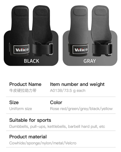 2 Piece Leather Weight Lifting Training Gloves Palm Protection Fitness Grips