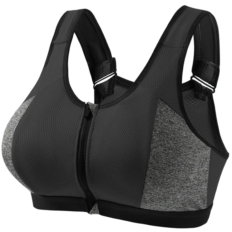 Yoga Sports Bra Push Up Sportwear Workout Vest for Women Front Zipper
