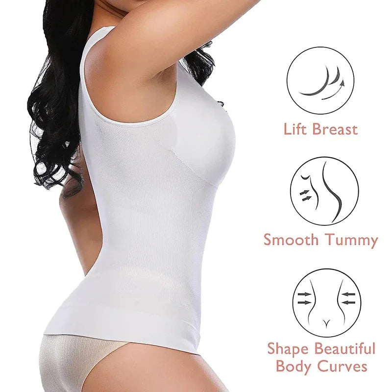 1pc Women Tummy Control Shapewear Classic 2-IN-1 With Padded Bra High Elastic Vest Body Shaper Up Lift Corset Cami Tank Tops