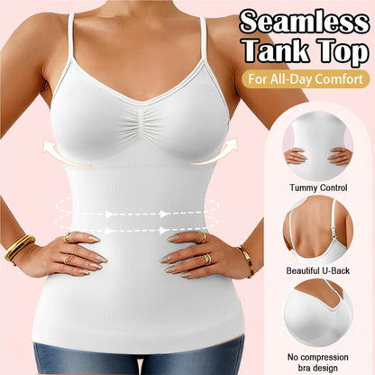 1pc Camisole Breathable Shapewear Tops Tummy Control Built In Bra Tank Shaping Body Shaper Slimming