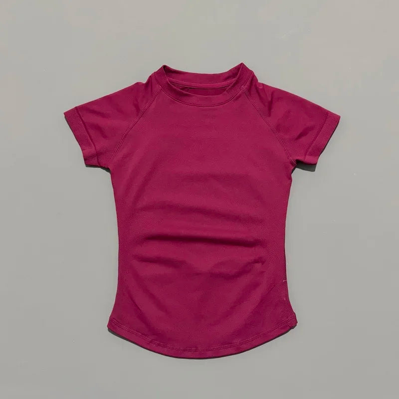 Short Sleeve T Shirt Summer Short Sleeve Round Neck Breathable Stretchy Gym