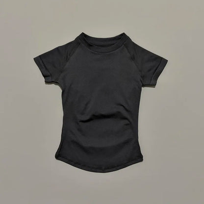 Short Sleeve T Shirt Summer Short Sleeve Round Neck Breathable Stretchy Gym