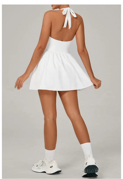 Women's One-piece Tennis Dress Sports  Anti-light Backless Golf Badminton Casual Workout Fitness Dress