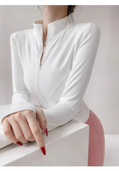 Quick Drying Sports Tight Top Yoga Jacket Long Sleeve S-3XL