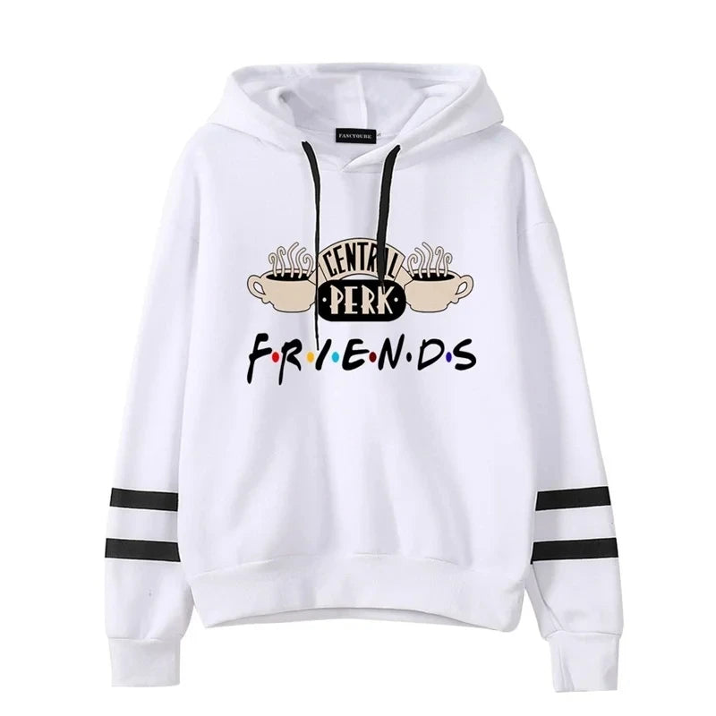 Women Friends TV Show Hooded Sweatshirt Cute Coffee Printing Autumn Winter Casual Pullover Hoodies