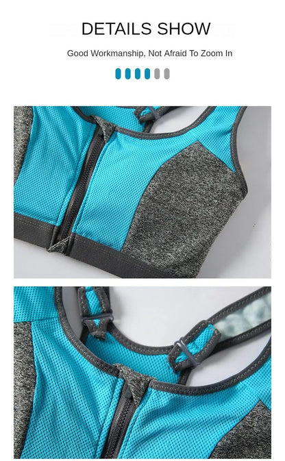 Yoga Sports Bra Push Up Sportwear Workout Vest for Women Front Zipper