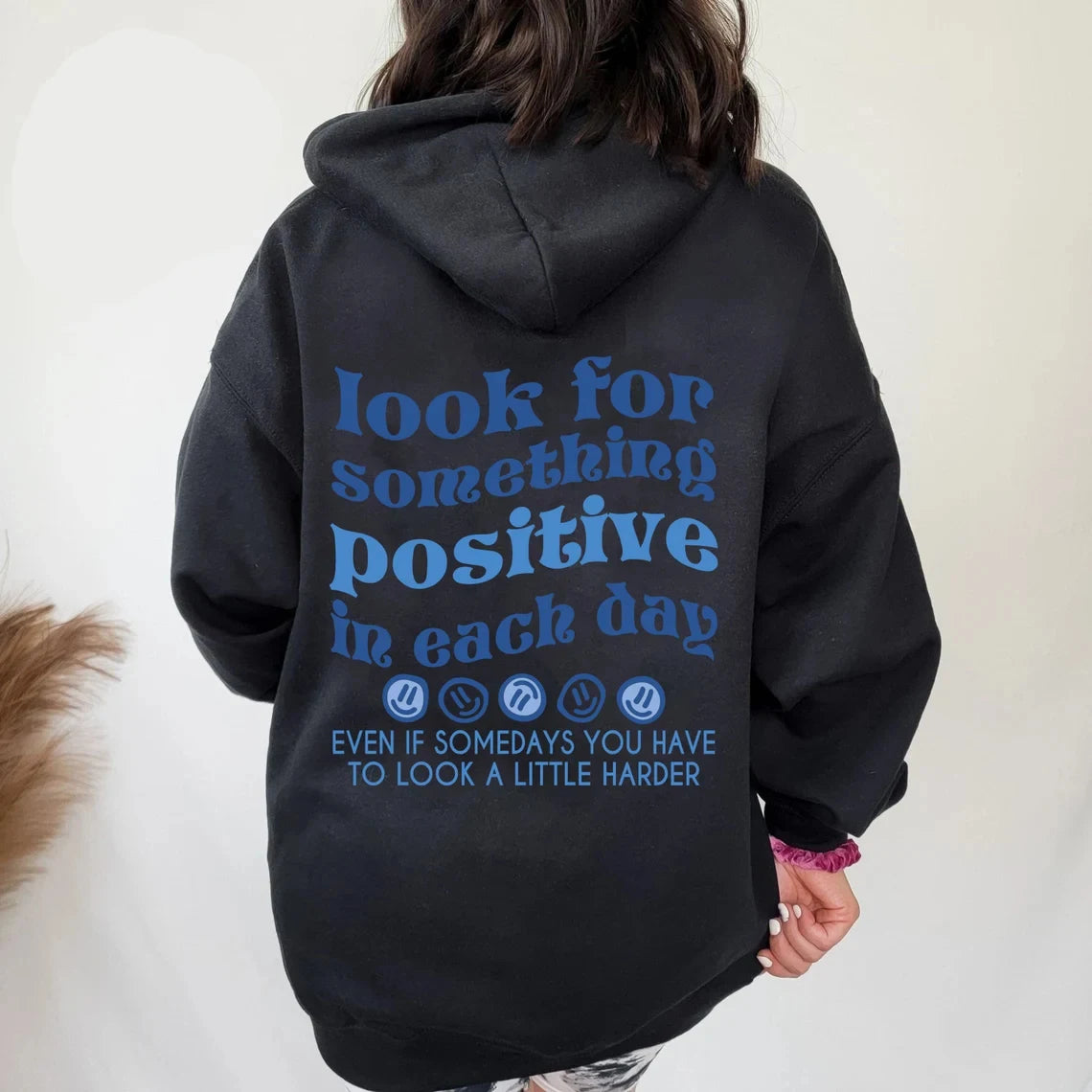 Look For Something Positive In Each Day Blue Print Women Hoodies