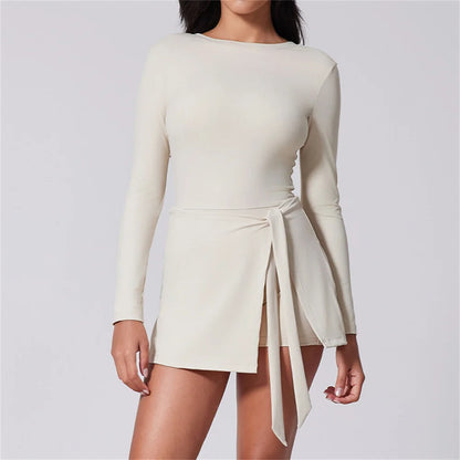 Tennis Dress for Women with Built in Shorts Athletic Dresses Sleeveless Boat Neck Active Workout Skort Dress