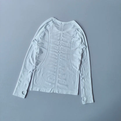 Yoga Clothes Sports Tops, Round Neck,, Seamless, Slim, Fitness Workout Long Sleeves Gym T shirt,