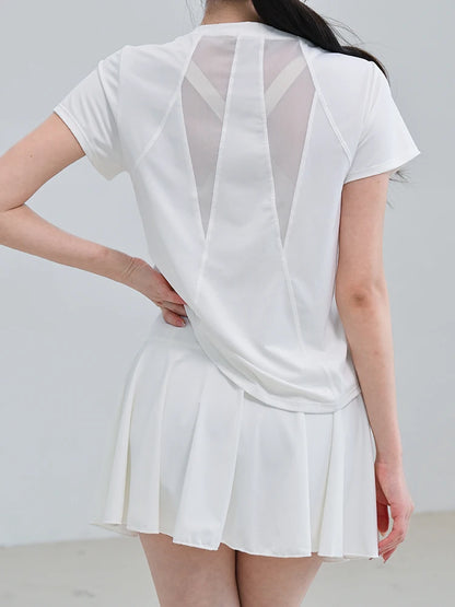 style tennis sports set gym top short sleeve running quick-drying short skirt
