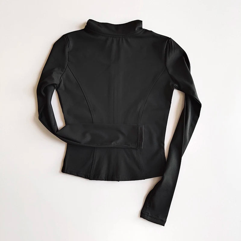 Outdoor Sports Long Sleeved Women Slim Quick Dry Zipper Cardigan Stand Up Collar Jacket