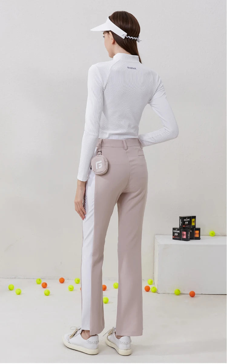 Golf Women Clothing Long Sleeve T-shirt Stand Collar Golf Apparel Tennis Athletic Top