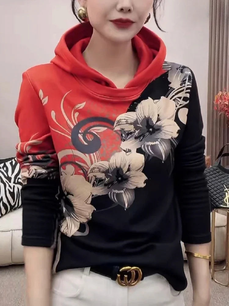Hooded Sweatshirt New In Slim Cold Hoodies Warm Woman Tops Thick