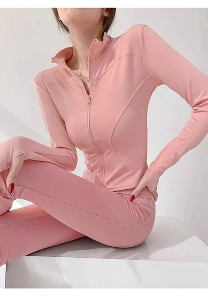 Quick Drying Sports Tight Top Yoga Jacket Long Sleeve S-3XL