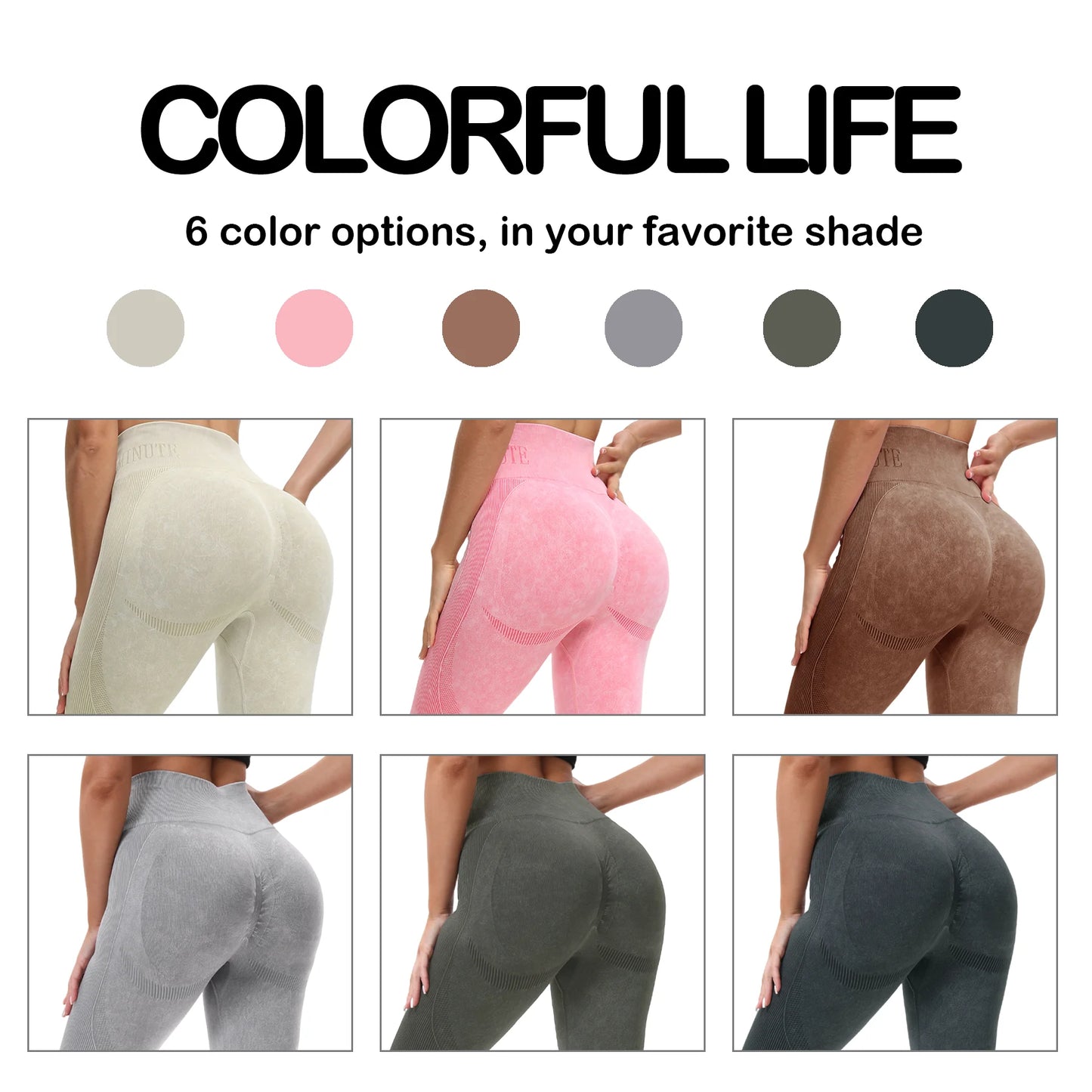 2 Pack High Waisted Sexy Butt Lifting Seamless Solid Color Yoga Leggings Elastic And Breathable Fitness Sports Pants