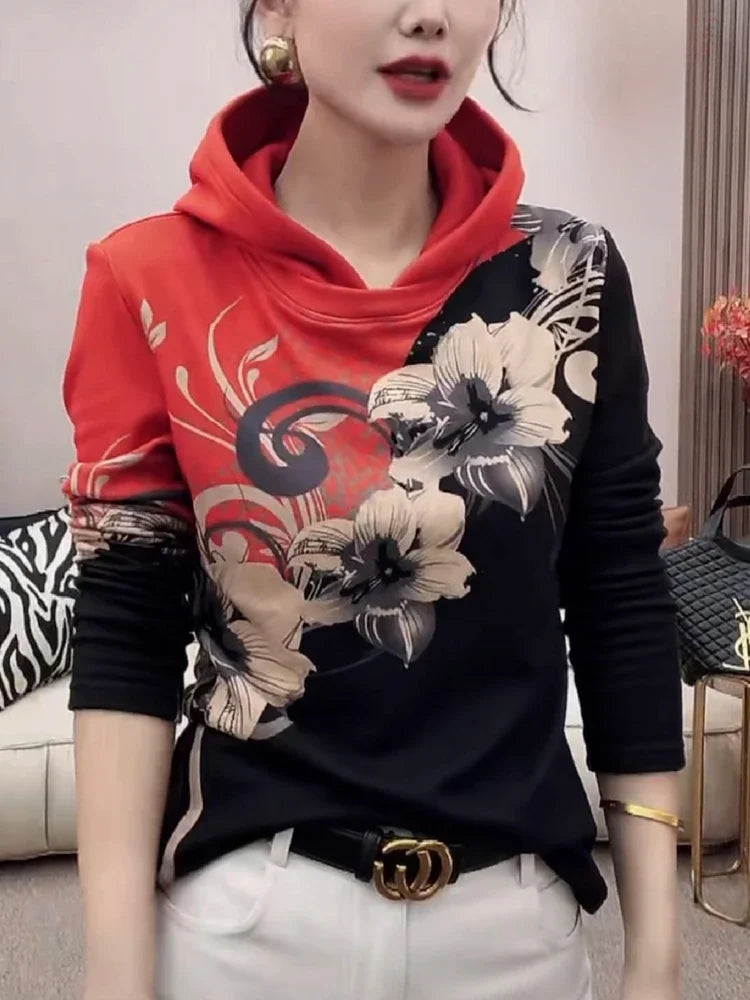 Hooded Sweatshirt New In Slim Cold Hoodies Warm Woman Tops Thick