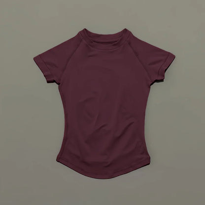 Solid Color Impact Short Sleeve T Shirts Gym Leotard Workout Sports Vest