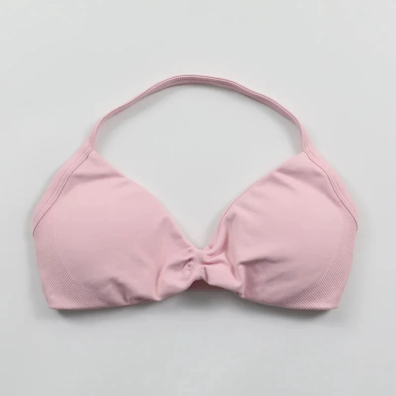 Strappy Bra Gym Top Women High Support Thin Strap Push up Bra