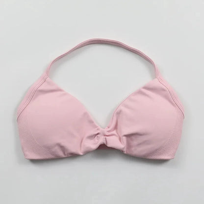 Strappy Bra Gym Top Women High Support Thin Strap Push up Bra