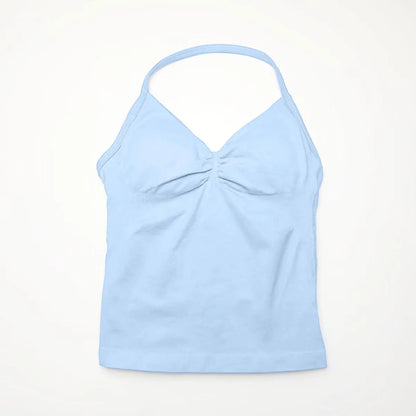 Longline Strappy Top Sports Fitness Tank Top Gym Beautiful Open Back Bra Halter