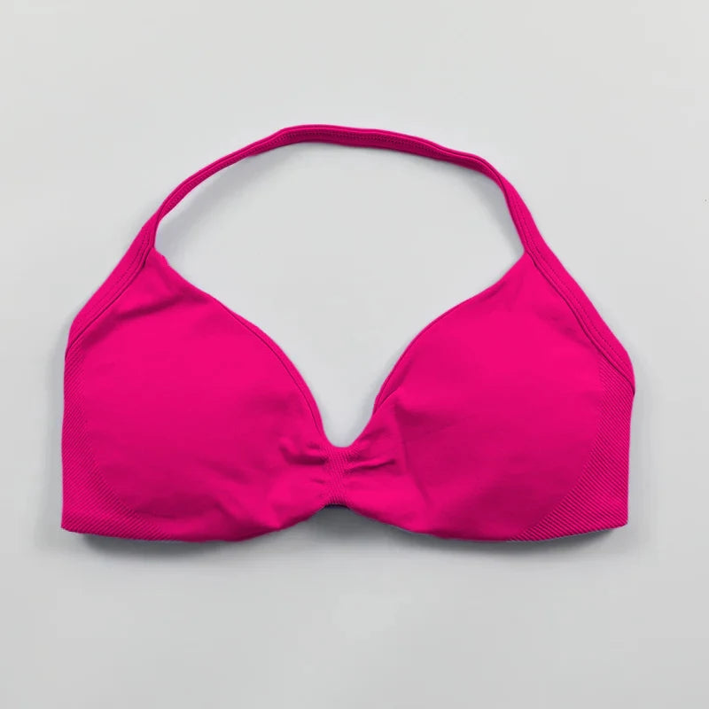 Strappy Bra Gym Top Women High Support Thin Strap Push up Bra