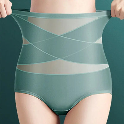 Women's highwaisted postpartum silk pants with abdominal lifting and shaping girdle
