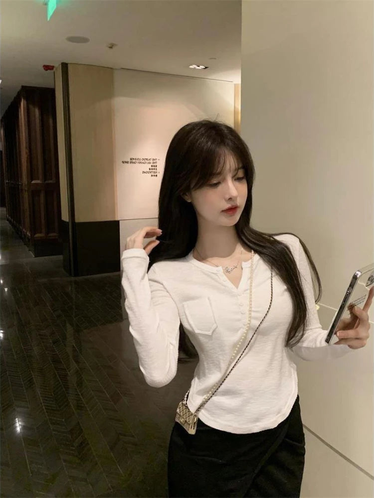 Women's T Shirts Plain Slim Sexy V Neck Novelties Goth Funny pullover Elegant Classy Tees