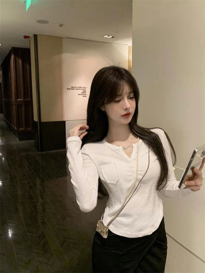 Women's T Shirts Plain Slim Sexy V Neck Novelties Goth Funny pullover Elegant Classy Tees